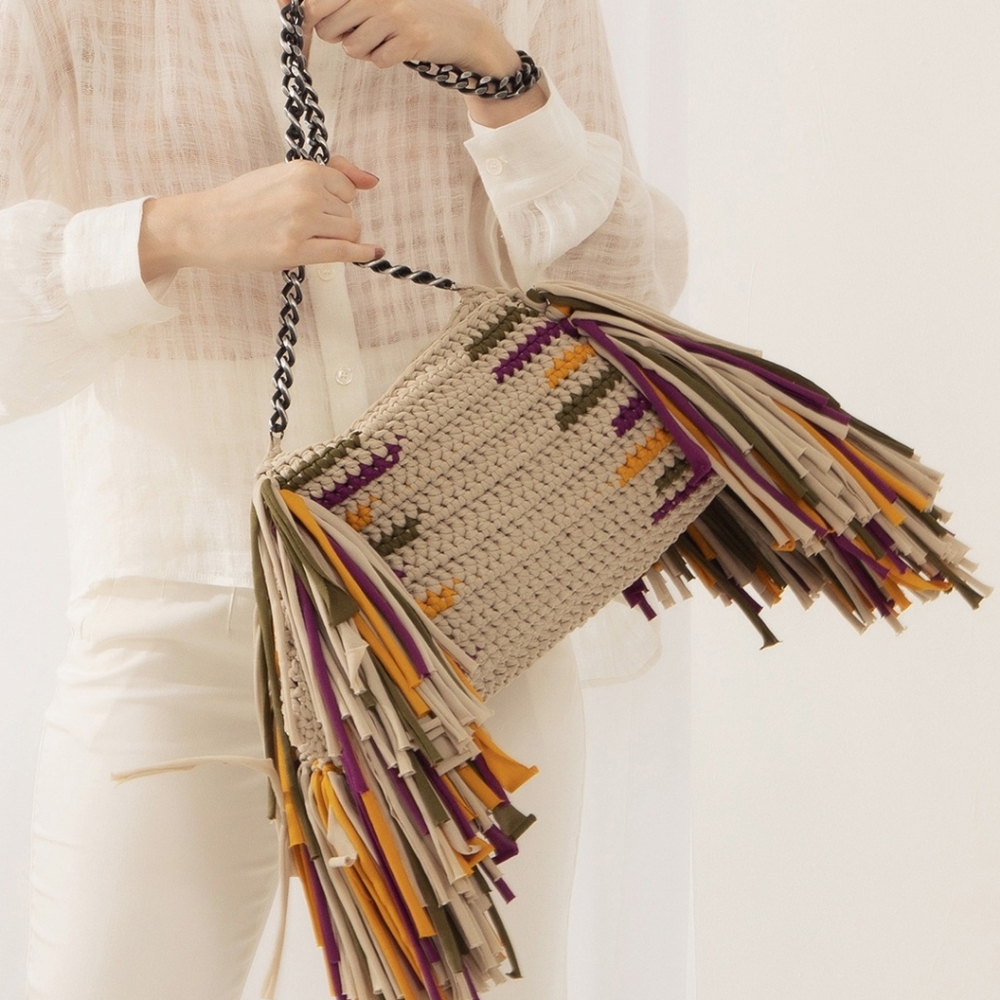 NEW Belier Belier BOLSA Crochet FRINGE Bag - Picture 2 of 16